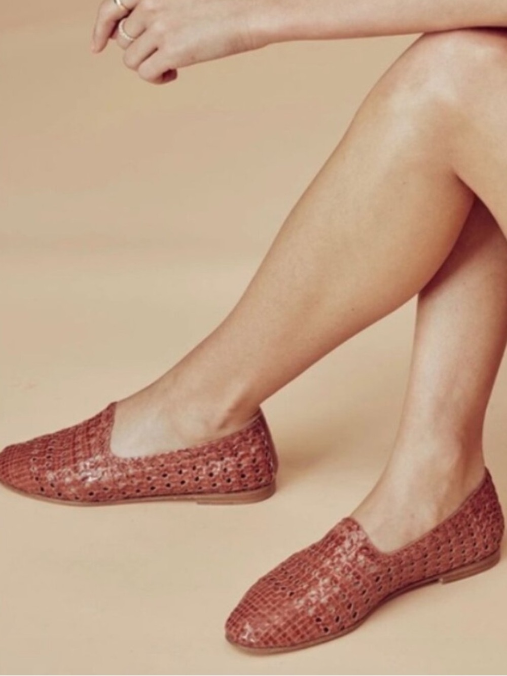 For Love & Lemons brown leather braided woven loafers 9